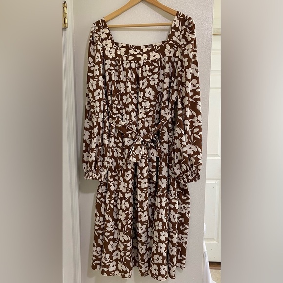 Hailey & Co. Chocolate Brown Long Sleeve Floral Dress Size 1X - Picture 5 of 7
